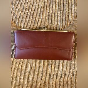 Rolfs Vintage Cowhide Leather Snap Swagger Clutch Long Wallet Brown Wome…